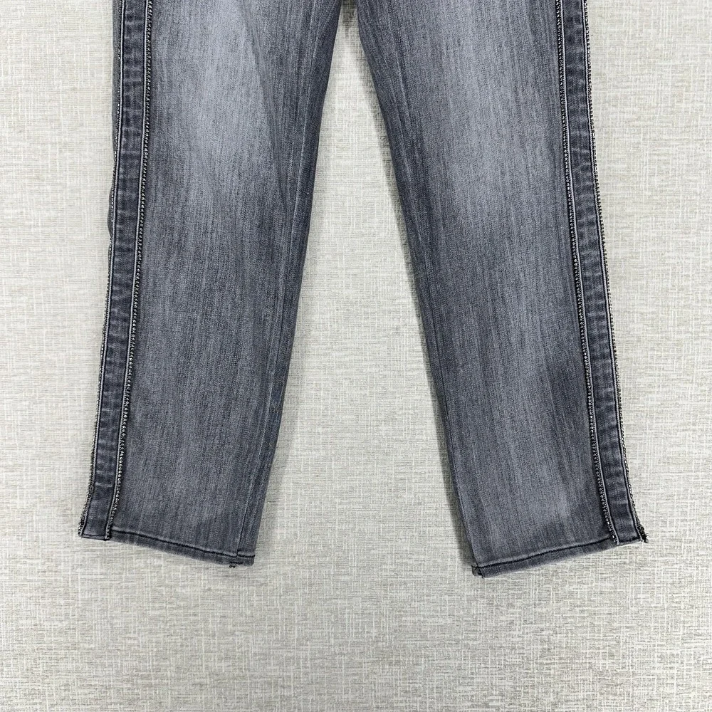 White House Black Market Jeans Womens 4 Gray‎ High Rise Straight Studded Trim